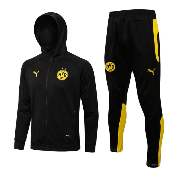 Sweat Shirt Capuche Ensemble Complet Borussia Dortmund 2022-23 Noir Jaune